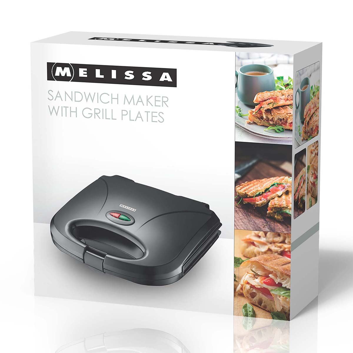 MELISSA Sandwich Maker with Grill Plate | 750 Watt | Black