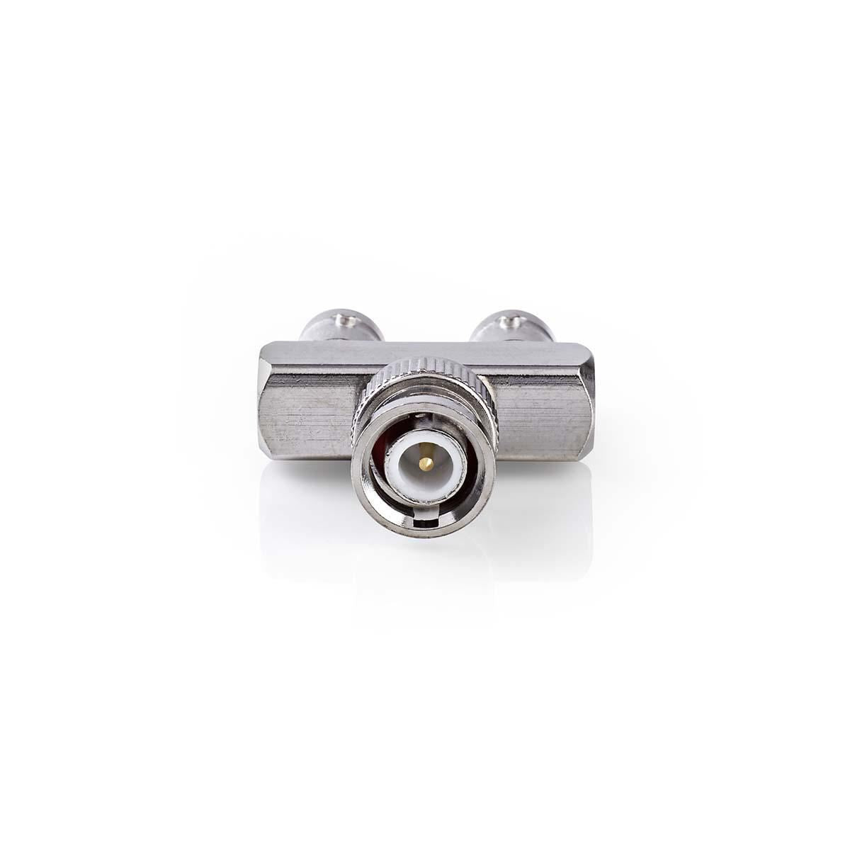 Nedis BNC Adapter | BNC Male | 2x BNC Female | Nickel Plated | 50 Ohm | Splitter | Metal | Silver | 10 pcs | Polybag