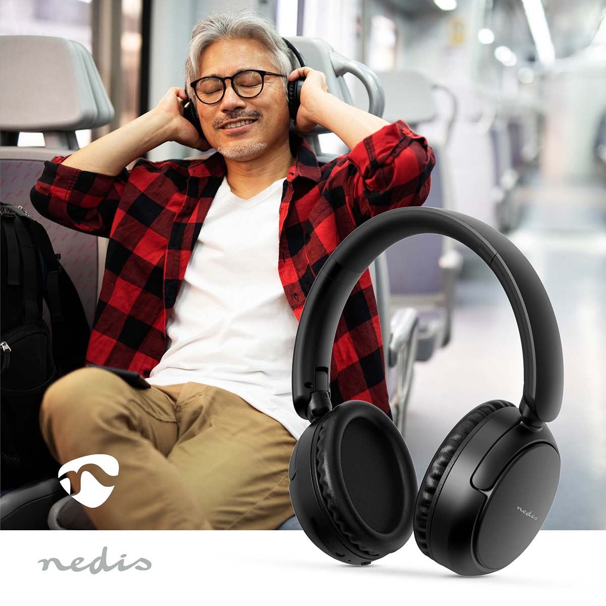 Nedis Wireless Over-Ear Headphones | Maximum battery play time: 12 hrs | Built-in microphone | Press Control | Voice control support | Volume control | Black