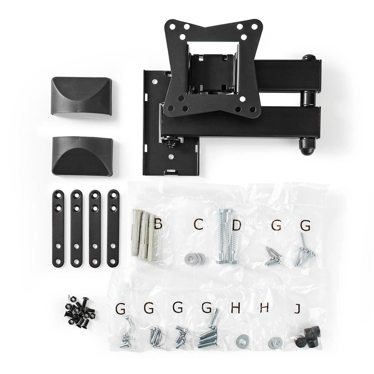 Nedis Full Motion TV Wall Mount | 10 - 32 " | Maximum supported screen weight: 30 kg | Tiltable | Rotatable | Minimum wall distance: 68 mm | Maximum wall distance: 370 mm | 3 Pivot point(s) | Steel | Black