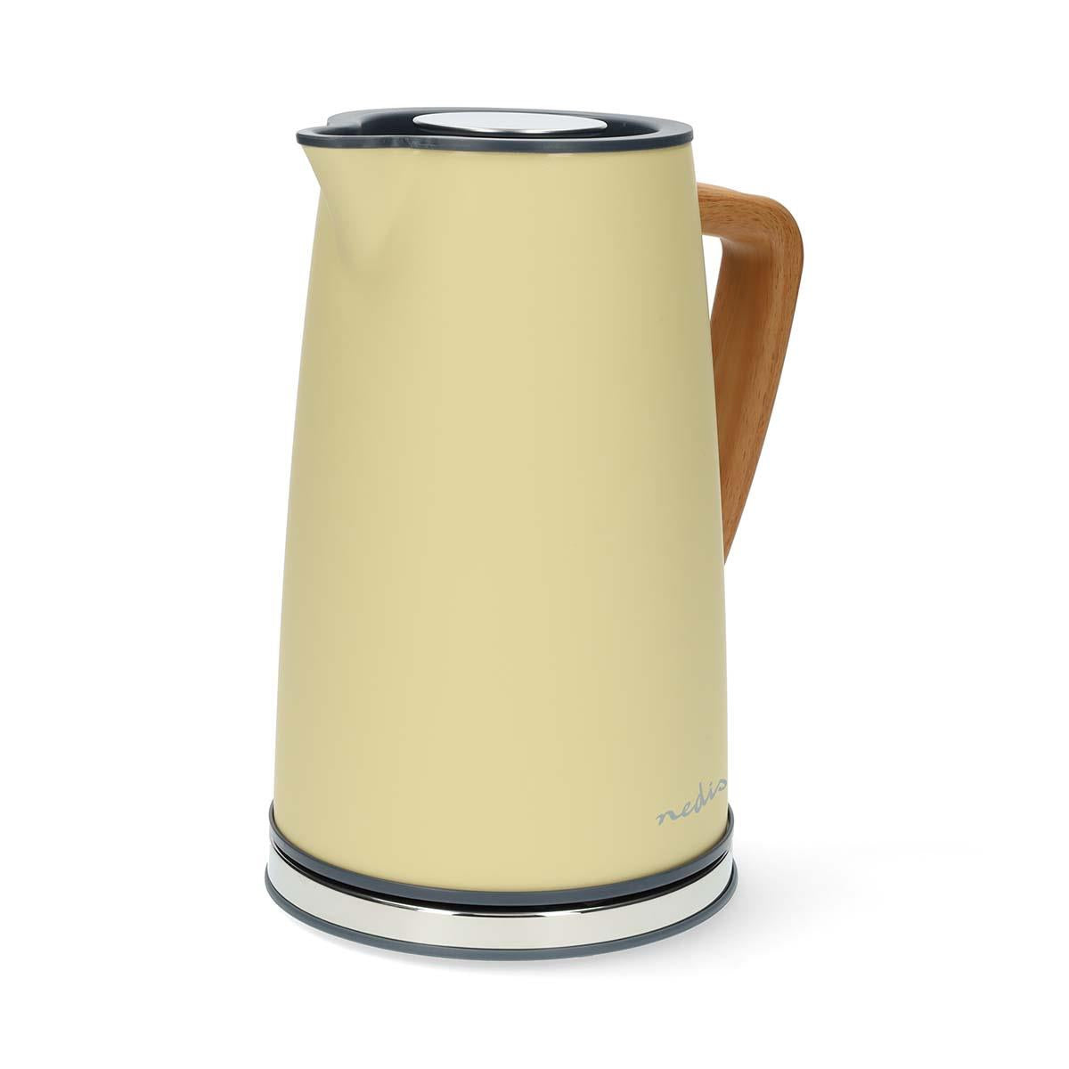Nedis Electric Kettle | 1.7 l | Soft-Touch | Yellow | Rotatable 360 degrees | Concealed heating element | Strix® controller | Boil-dry protection