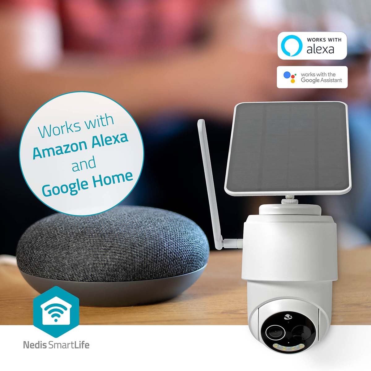 Nedis SmartLife Outdoor Camera | 4G | Full HD 1080p | Pan tilt | IP65 | Cloud Storage (optional) / microSD (not included) | 5 V DC | With motion sensor | Night vision | White