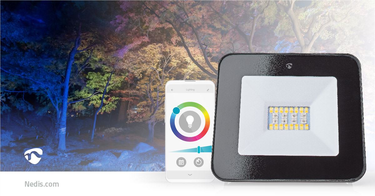 Nedis Smartlife Outdoor Light | 1600 lm | Wi-Fi | 20 W | RGB / Warm to Cool White | 2700 - 6500 K | Aluminium | Android™ / IOS