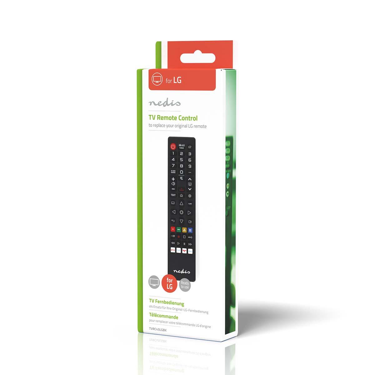 Nedis Replacement Remote Control | Suitable for: LG | Preprogrammed | 1 Device | Amazon Prime / Disney + Button / Netflix Button / Rakuten TV Button | Infrared | Black