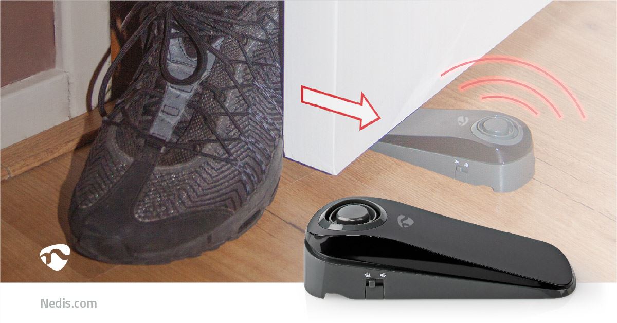 Nedis Doorstop Alarm | Battery Powered | 1x CR123A | 85 dB | Black / Grey