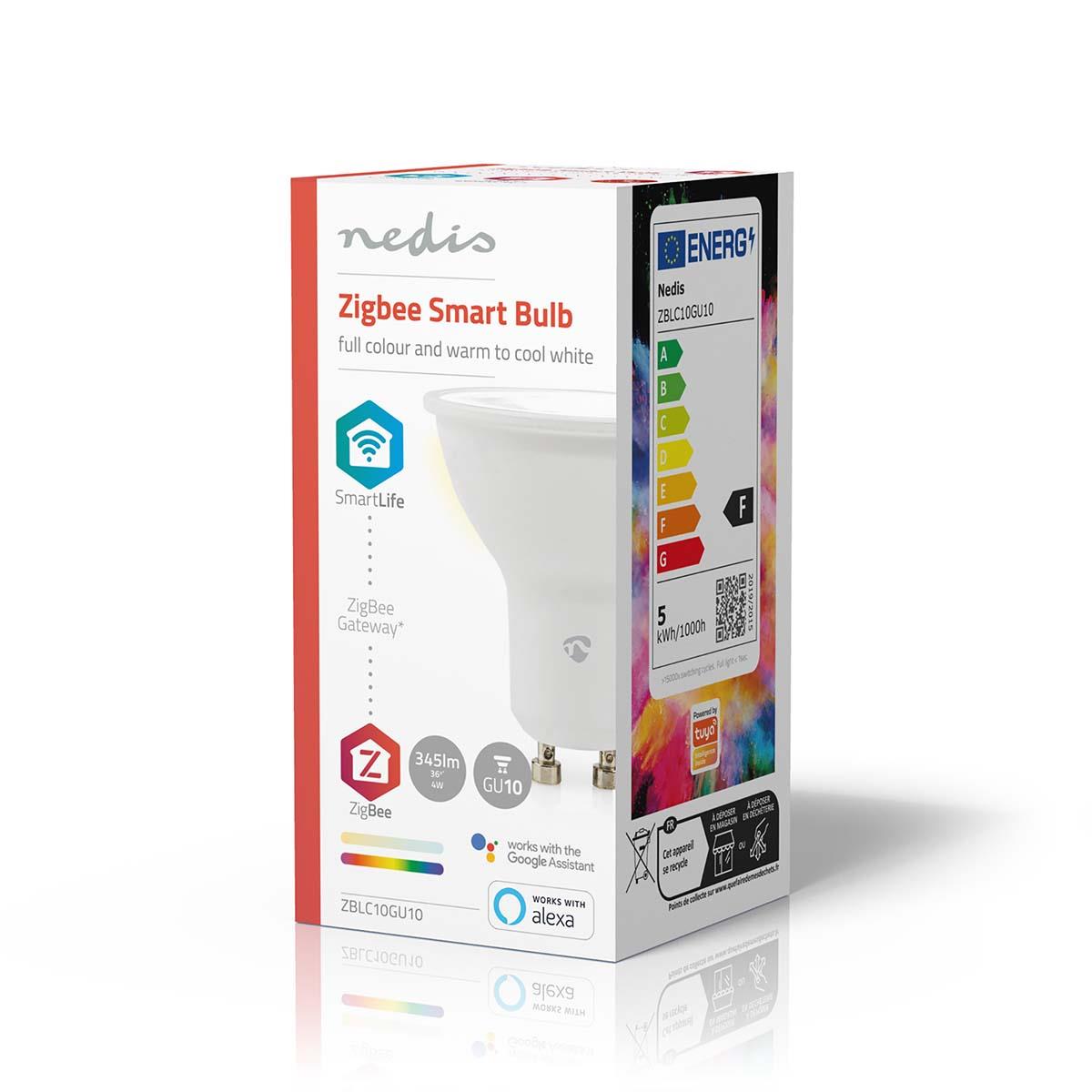 Nedis SmartLife Full Colour LED Bulb | Zigbee 3.0 | GU10 | 345 lm | 4.7 W | RGB / Warm to Cool White | 2200 - 6500 K | Android™ / IOS | Spot | 1 pcs