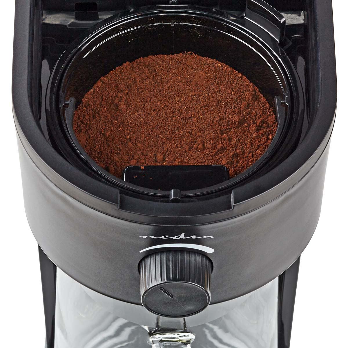 Nedis Ice Tea and Iced Coffee Maker - Hot & Cold Brewing with 2.5L Pitcher, 700W Power, Adjustable Strength Dial, Pod-Free Brewing, Dishwasher-Safe, Black