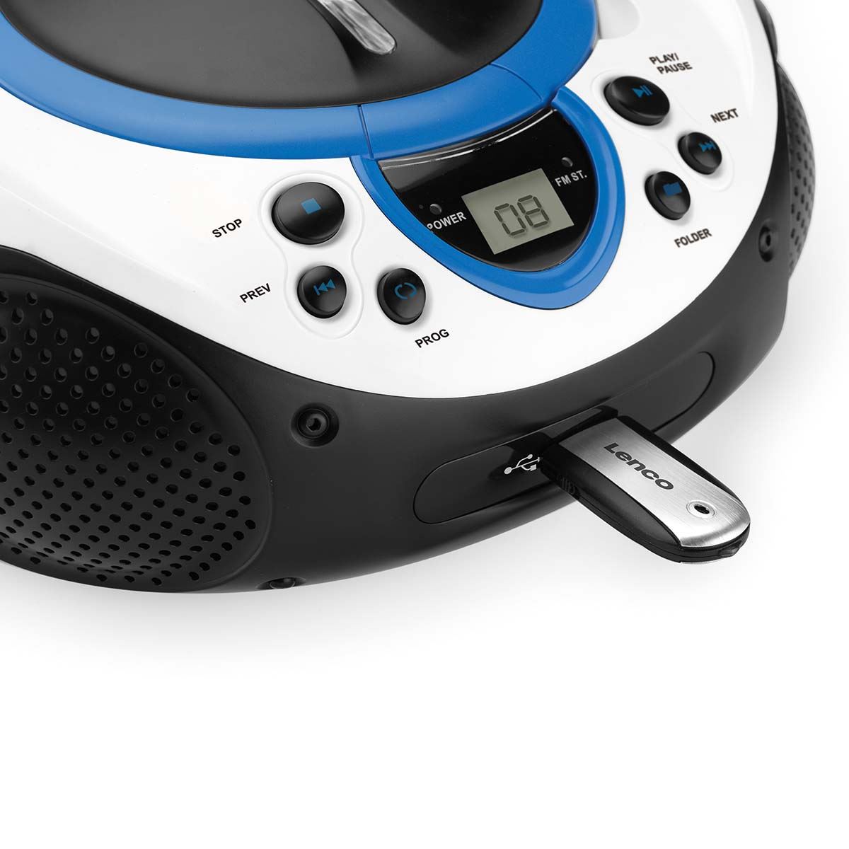 Lenco Portable FM Radio CD and USB player Blue