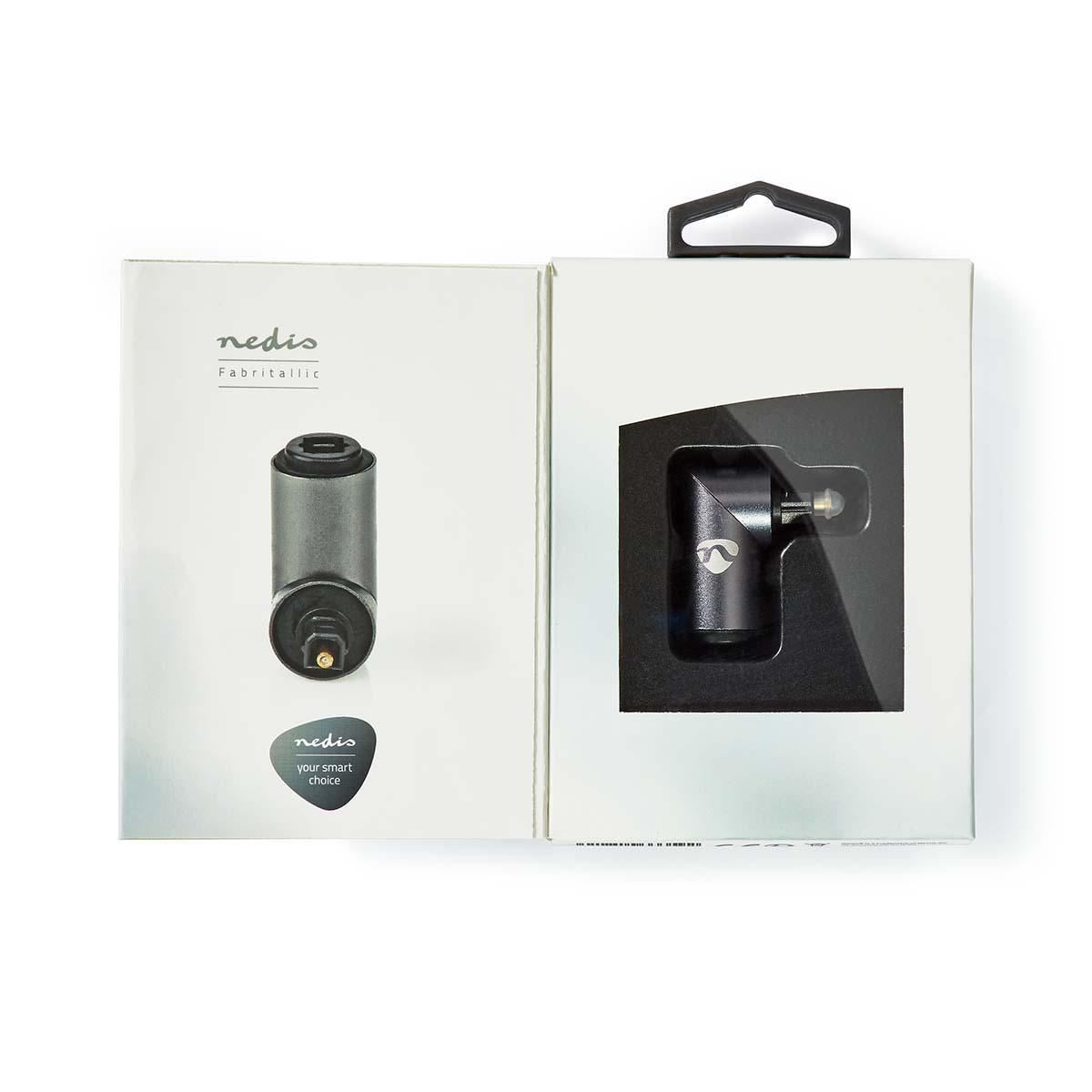 Nedis TosLink Adapter | TosLink Female | TosLink Male | Angled 90° | Aluminium | Gun Metal Grey | 1 pcs | Box