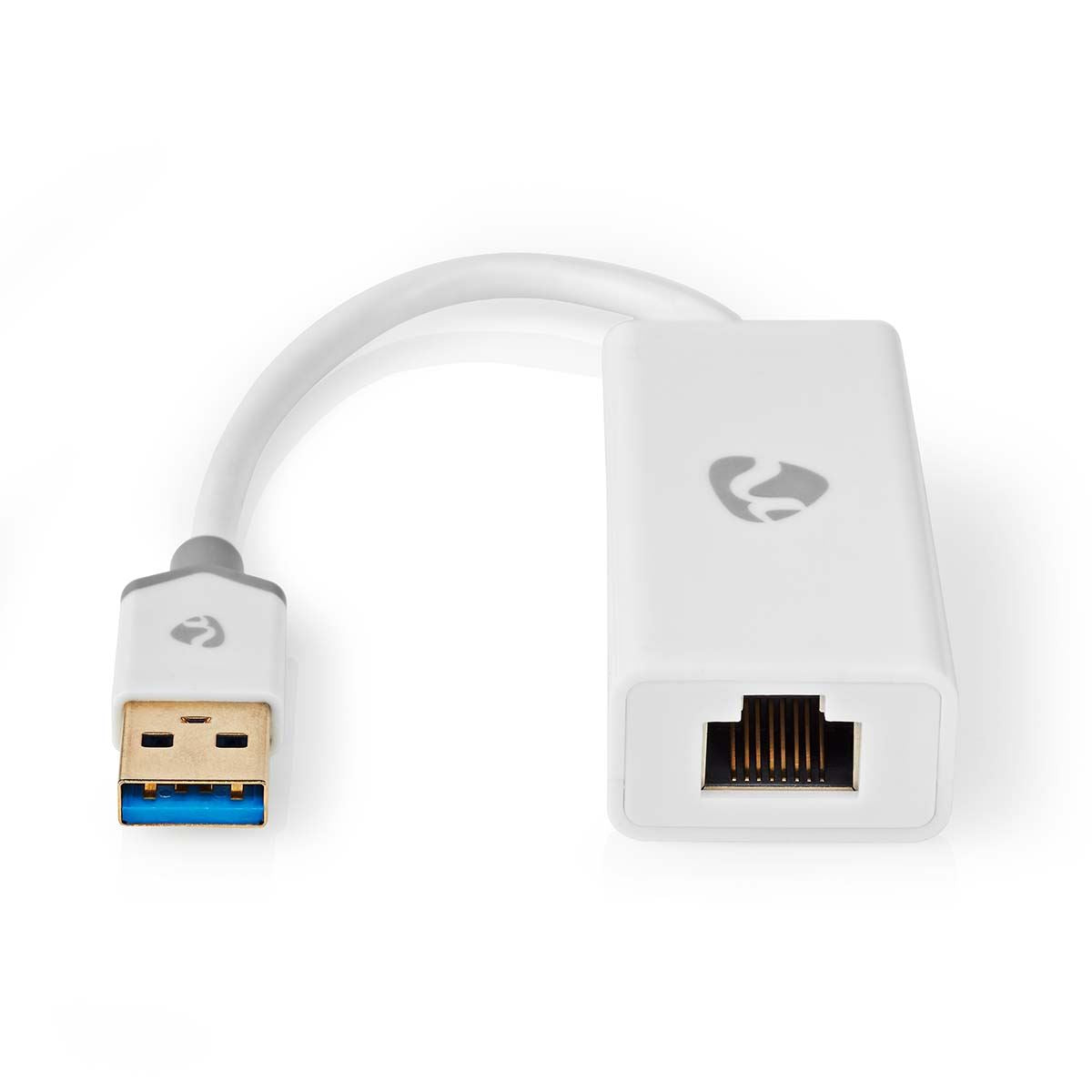 Nedis USB Network Adapter | USB 3.2 Gen 1 | 1 Gbps | USB-A Male | RJ45 Female | 0.20 m | Round | Gold Plated | Bare Copper | White | Box