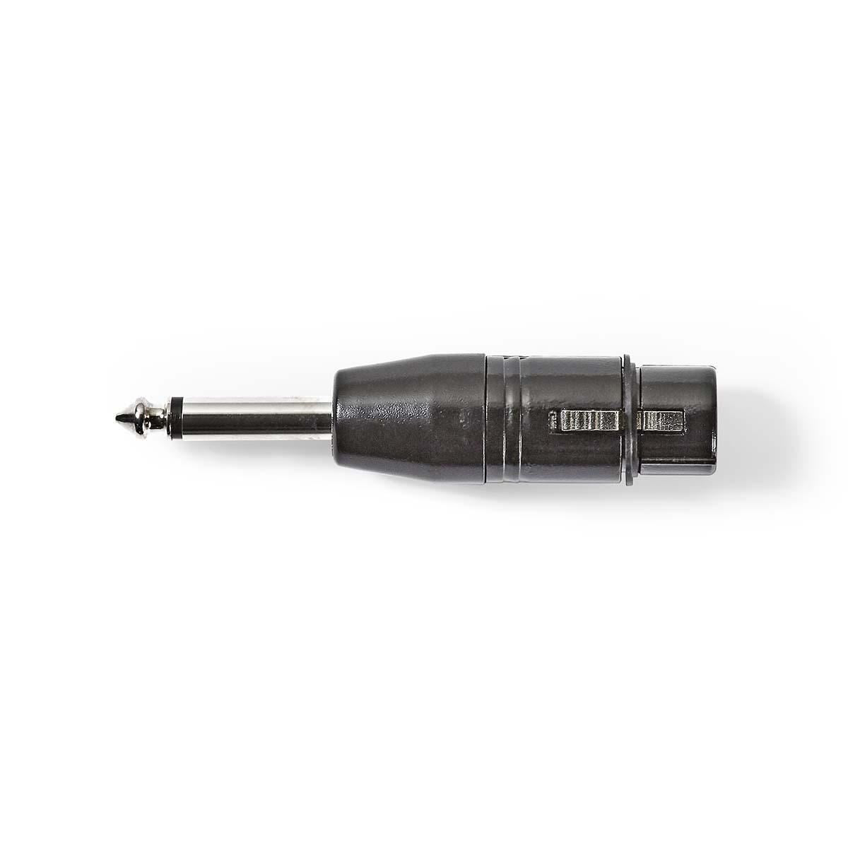 Nedis XLR Adapter | XLR 3-Pin Female | 6.35 mm Male | Nickel Plated | Straight | Metal | Black | 1 pcs | Polybag