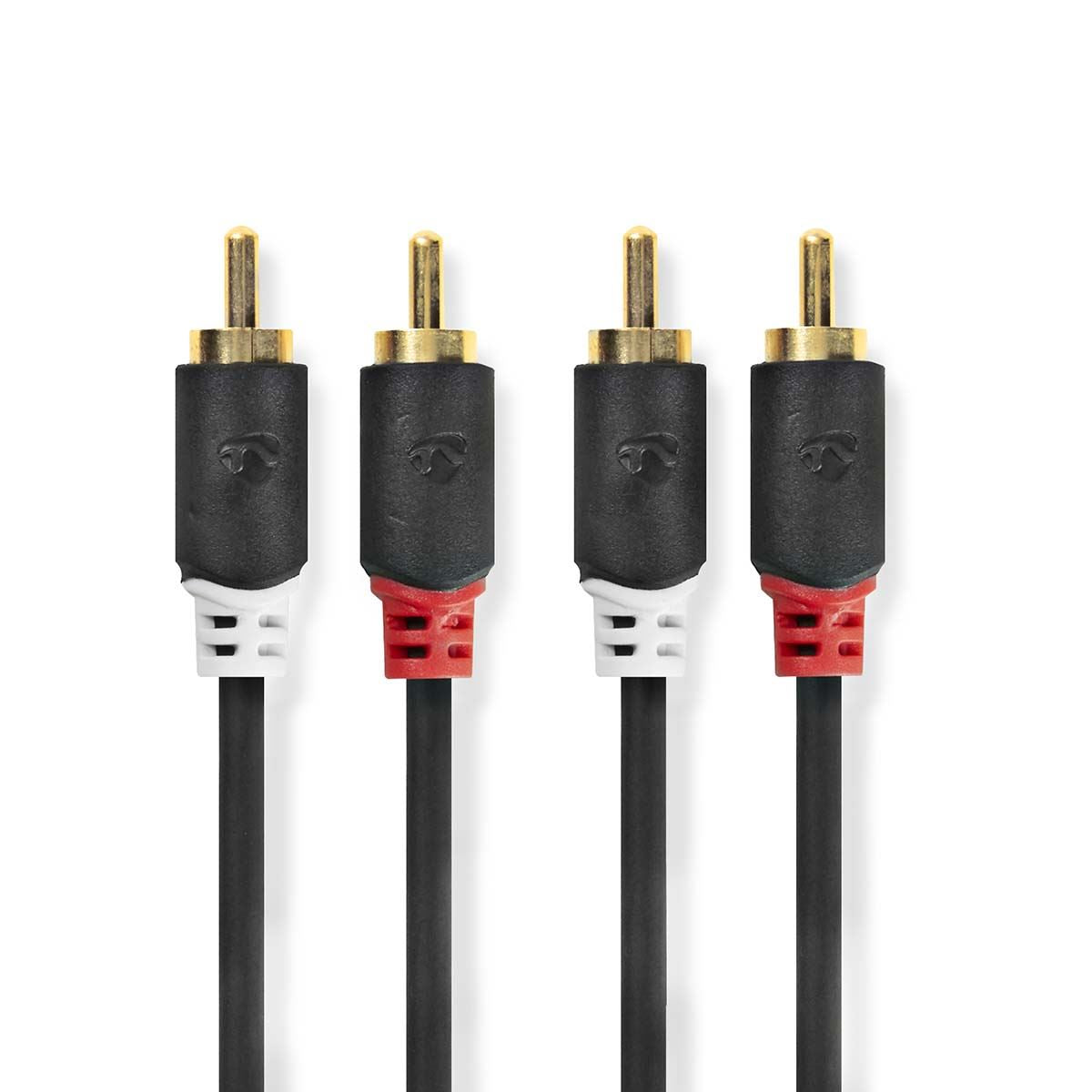 Nedis Stereo Audio Cable | 2x RCA Male | 2x RCA Male | Gold Plated | 3.00 m | Round | Anthracite | Box