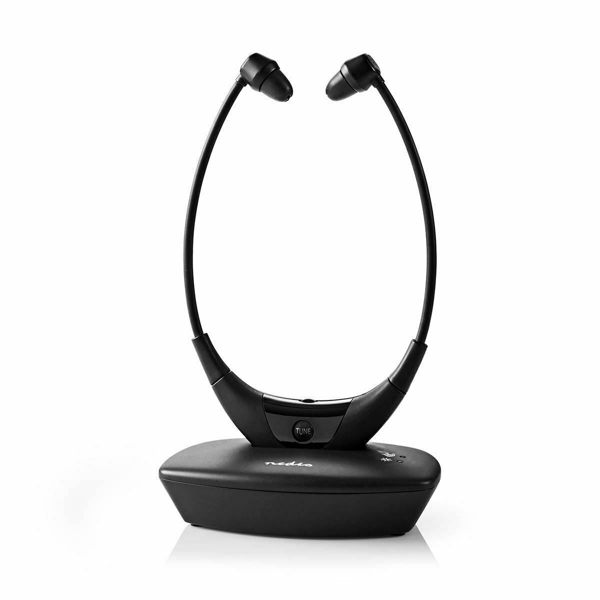 Nedis Wireless TV Headphones | RF | In-Ear | Maximum battery play time: 4.5 hrs | 35 m | Digital Audio | Charging dock | Balance control | Black