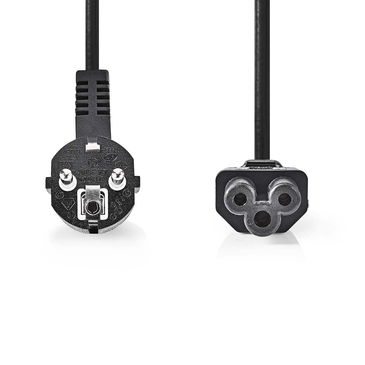 Nedis Power Cable | Plug with earth contact male | IEC-320-C5 | Angled | Straight | Nickel Plated | 5.00 m | Round | PVC | Black | Label