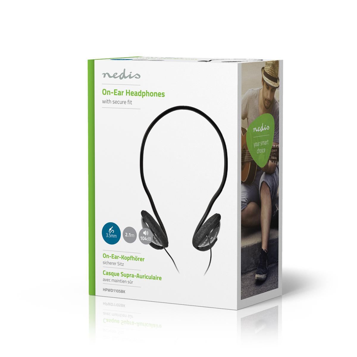 Nedis On-Ear Wired Headphones | 3.5 mm | Cable length: 2.10 m | Black