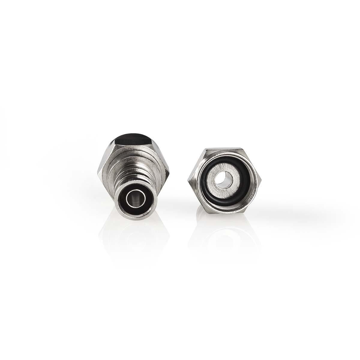 Nedis F-Connector | Straight | Male | Nickel Plated | 75 Ohm | Crimp | Cable input diameter: 5.5 mm | Copper | Silver | 2 pcs | Window Box