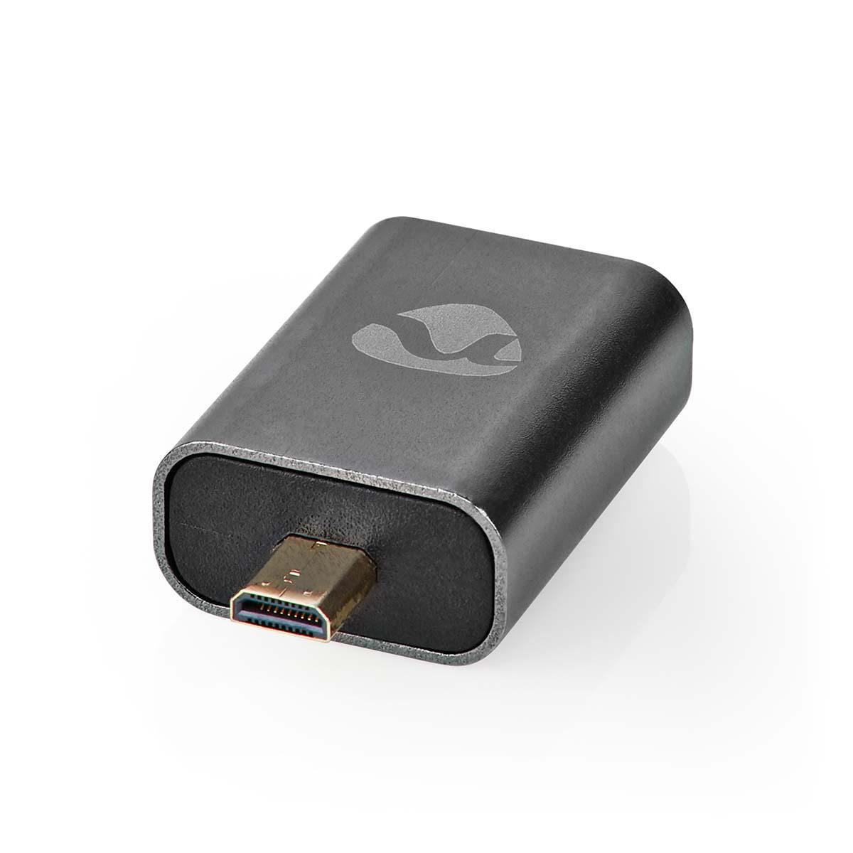 Nedis HDMI™ Adapter | HDMI™ Male / HDMI™ Micro Connector | HDMI™ Output | Gold Plated | Straight | Aluminium | Gun Metal Grey | 1 pcs | Cover Window Box