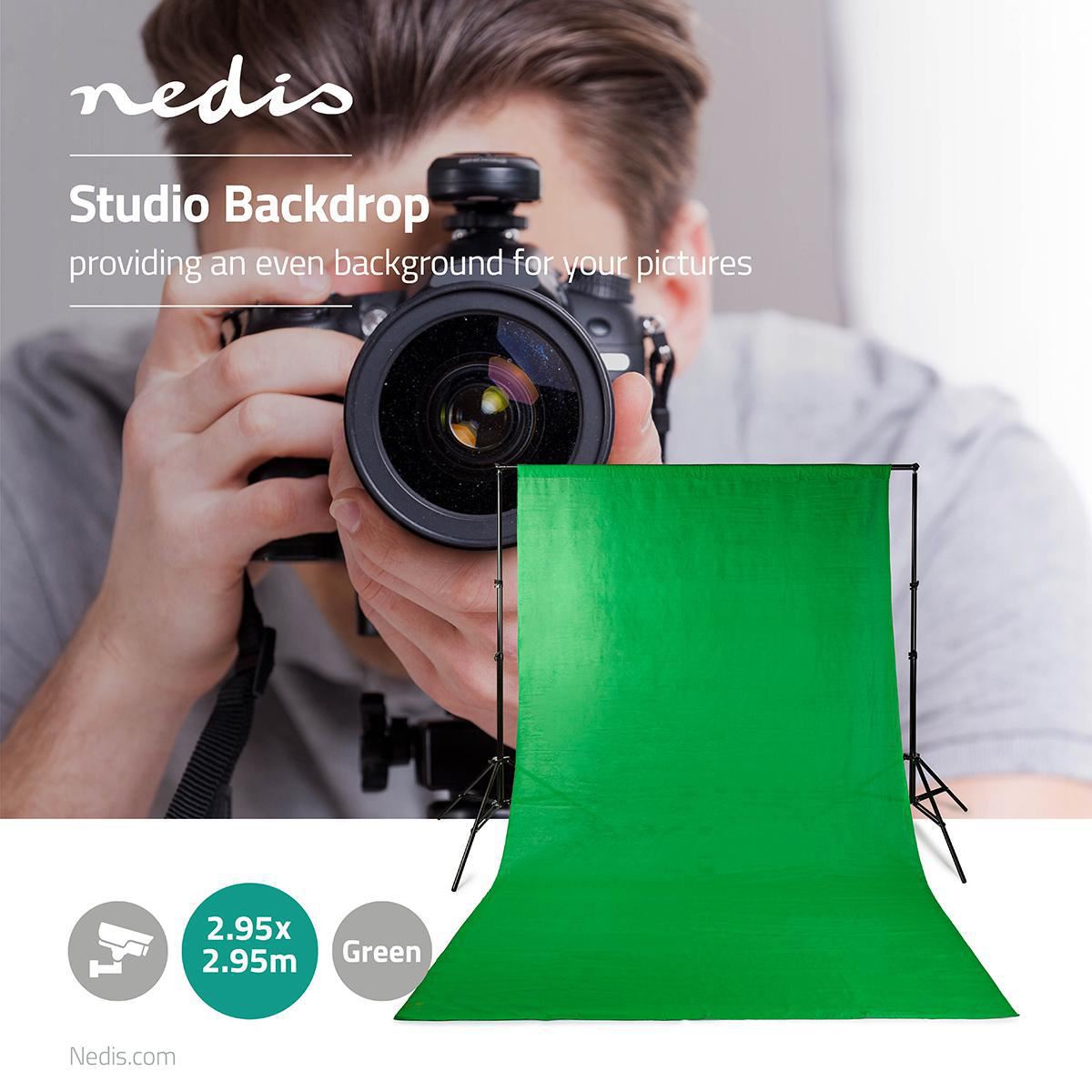 Nedis Photo Studio Backdrop | 2,95 x 2,95 m | Green