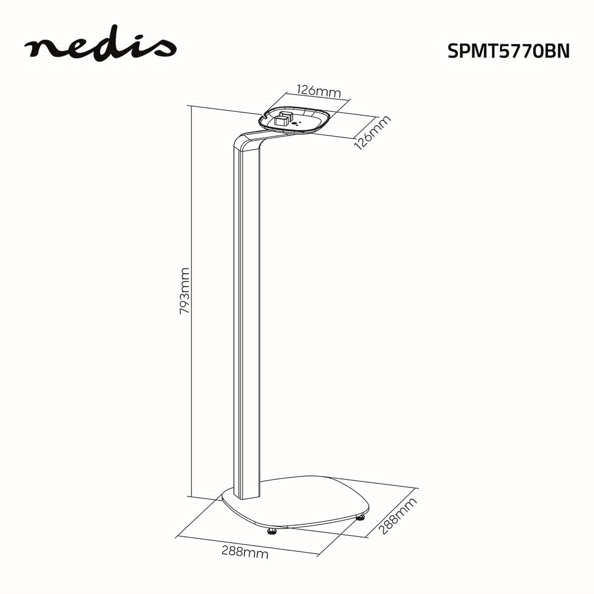 Nedis Speaker Mount | Compatible with: Sonos® One SL™ / Sonos® One™ / Sonos® PLAY:1™ | Stand | 10 kg | Fixed | Metal / Wood | Black / Brown