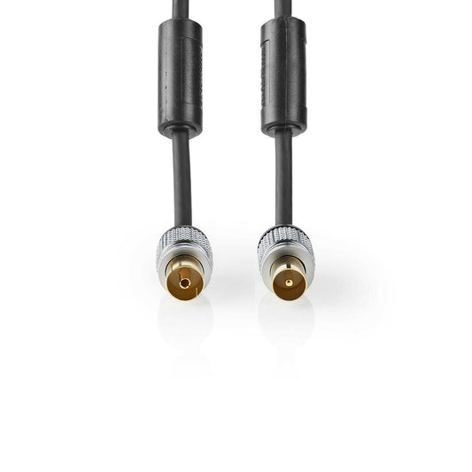 Nedis Coax Cable | IEC (Coax) Male | IEC (Coax) Female | Gold Plated | 75 Ohm | Double Shielded | 10.0 m | Round | PVC | Anthracite | Clamshell