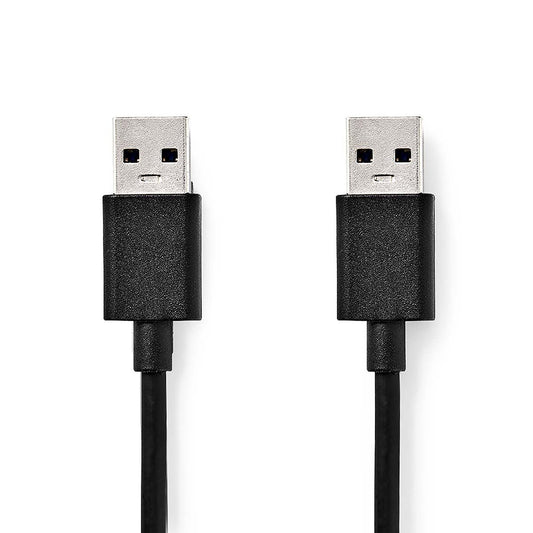 Nedis USB Cable | USB 3.2 Gen 1 | USB-A Male | USB-A Male | 5 Gbps | Nickel Plated | 1.00 m | Round | PVC | Black | Label