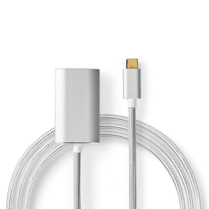 Nedis USB-C™ Adapter | USB 3.2 Gen 1 | USB-C™ Male | HDMI™ Output | 4K@60Hz | Power delivery | 2.00 m | Round | Gold Plated | Braided / Nylon | Silver | Cover Window Box