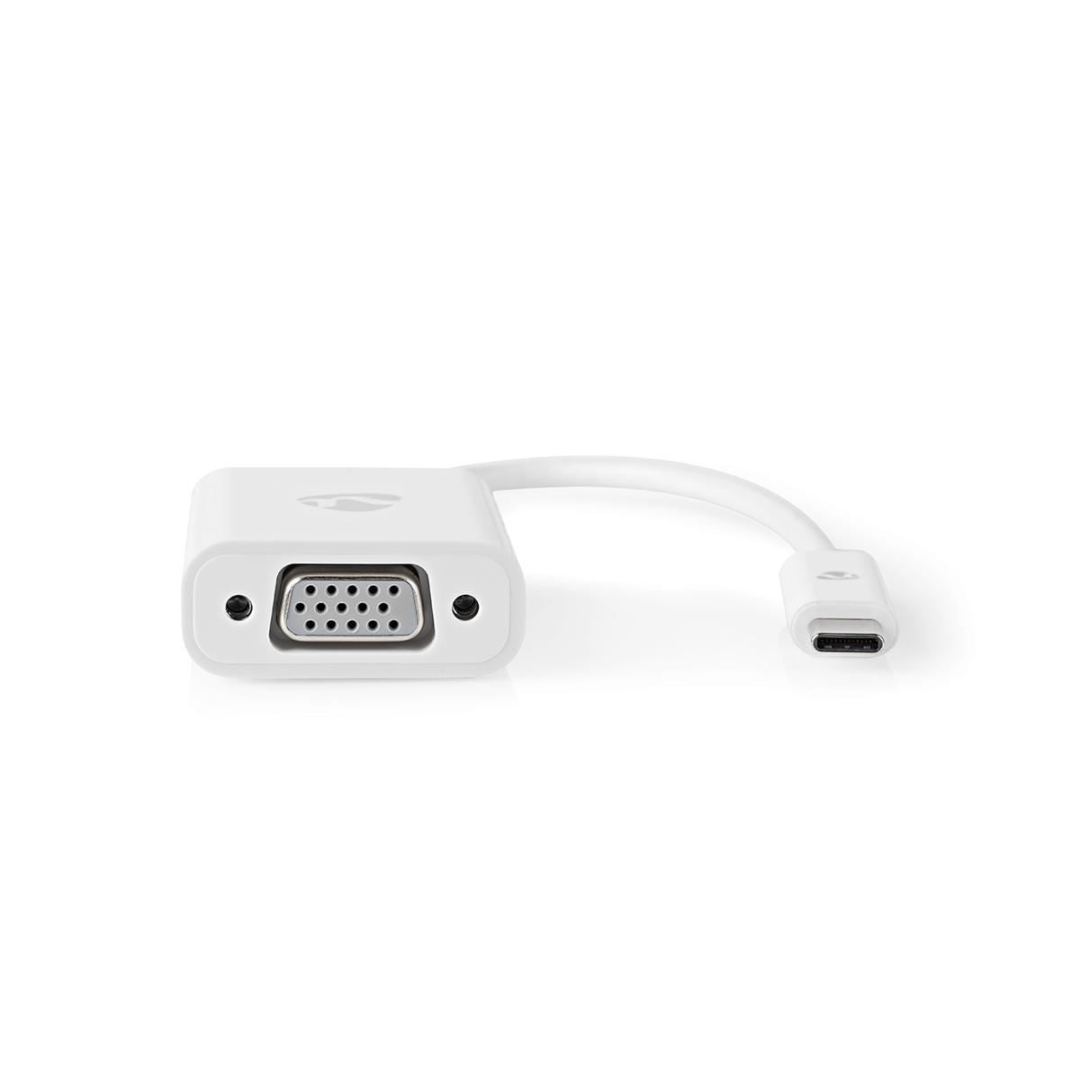 Nedis USB-C™ Adapter | USB 3.2 Gen 1 | USB-C™ Male | VGA Female | 1080p | 5 Gbps | 0.20 m | Round | Nickel Plated | PVC | White | Polybag