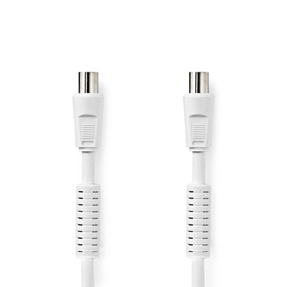 Nedis Coax Cable | IEC (Coax) Male | IEC (Coax) Female | Nickel Plated | 120 dB | 75 Ohm | Quad Shielded | 1.50 m | Round | PVC | White | Label