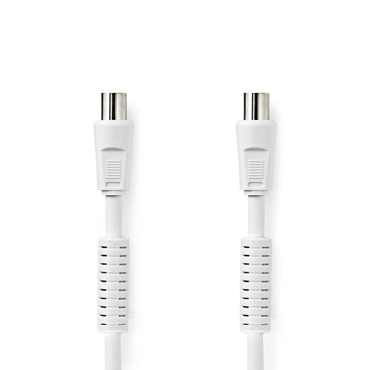 Nedis Coax Cable | IEC (Coax) Male | IEC (Coax) Female | Nickel Plated | 120 dB | 75 Ohm | Quad Shielded | 1.50 m | Round | PVC | White | Label