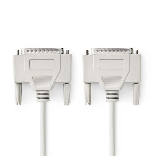 Nedis Serial Cable | D-SUB 25-Pin Male | D-SUB 25-Pin Male | Nickel Plated | 2.00 m | Round | PVC | Ivory | Envelope