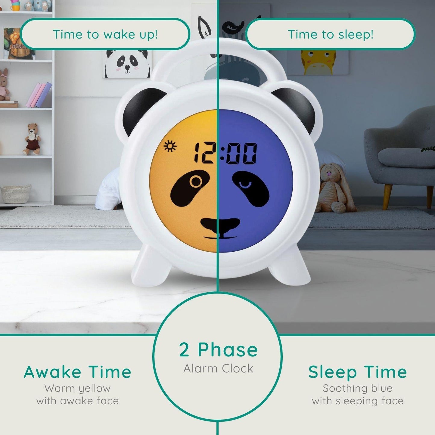 Alecto BC100PANDA | Sleep Trainer & Night Lamp Light / Alarm Clock - Panda