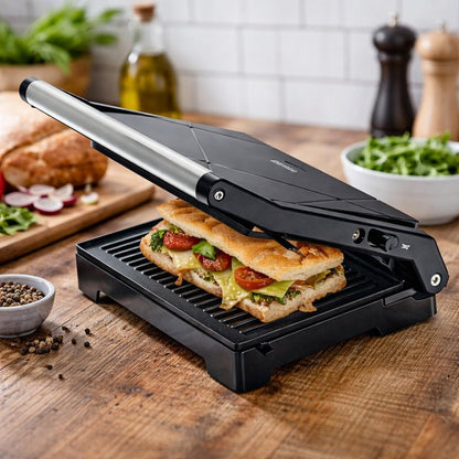 MELISSA Contact Grill | 1000 W | 23 x 14.5 cm | Opens out Table Grill Function| Plastic / Stainless Steel
