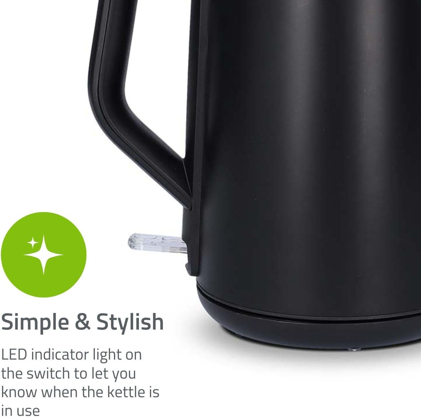 Nedis Electric Kettle | 1.5 l | Plastic | Black | Rotatable 360 degrees | Concealed heating element | Strix® controller | Boil-dry protection