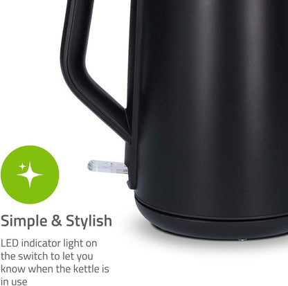 Nedis Electric Kettle | 1.5 l | Plastic | Black | Rotatable 360 degrees | Concealed heating element | Strix® controller | Boil-dry protection