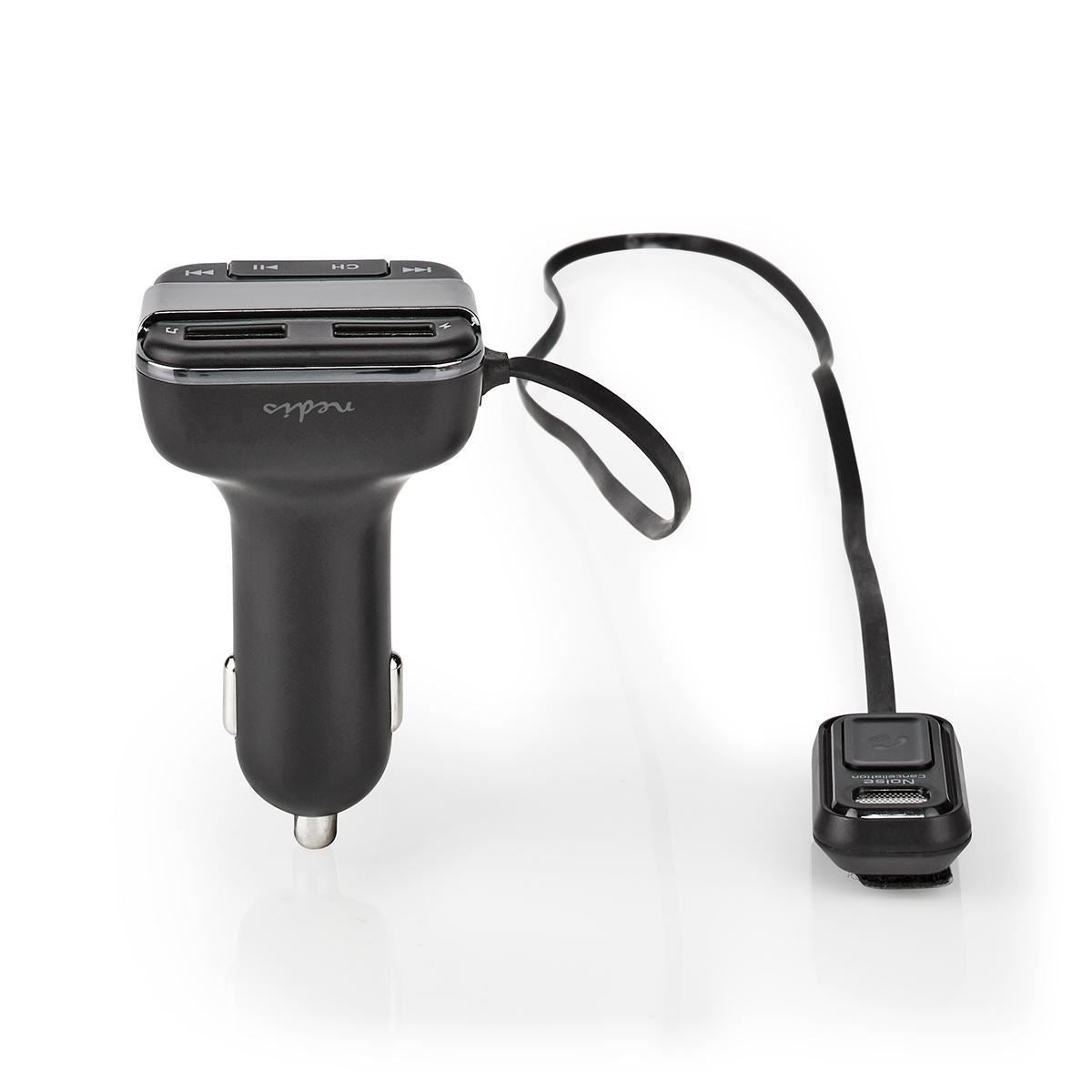 Nedis Car FM Transmitter | Fixed | Hands free calling | 0.8 " | LED Screen | Bluetooth® | 5.0 V DC / 1.0 A / 5.0 V DC / 2.4 A | Google Assistant / Siri | Black / Grey