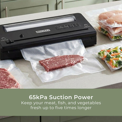 MELISSA Vacuum sealer | 110w | with Integrated Roll Holder |Built-in Cutter | Black