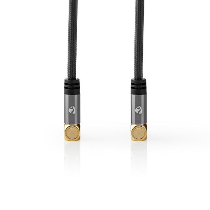 Nedis CSTB40015WT50 | Coax Cable | IEC (Coax) Male | IEC (Coax) Female | Gold Plated | 75 Ohm | Quad Shielded | 5.00 m | Round | Cotton | Grey / Gun Metal Grey | Cover Window Box