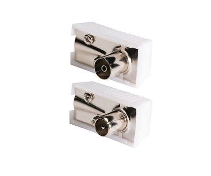 Nedis IEC (Coax) Connector | Angled | Female / Male | Nickel Plated | 75 Ohm | Screw | Cable input diameter: 7.0 mm | Metal / PVC | White | 2 pcs | Box