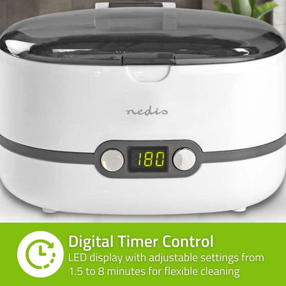 Nedis Ultrasonic Jewellery Cleaner | Mains Powered | 230 V AC 50 Hz | Euro / Type-C (CEE 7/16) | White | Plastic