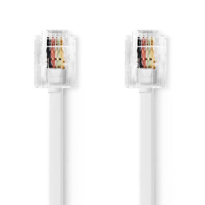Nedis Telecom Cable | RJ11 Male | RJ11 Male | 10.0 m | Cable design: Flat | Gold Plated | Cable type: RJ11 | White | Label