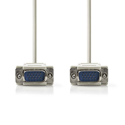 Nedis VGA Cable | VGA Male | VGA Male | Nickel Plated | Maximum resolution: 1024x768 | 2.00 m | Round | ABS | Ivory | Label