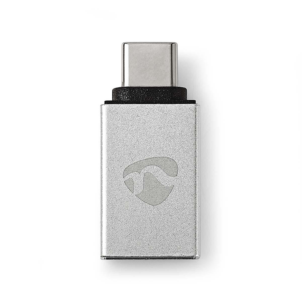 Nedis USB-C™ Adapter | USB 3.2 Gen 1 | USB-C™ Male | USB-A Female | 5 Gbps | Round | Nickel Plated | Silver | Cover Window Box