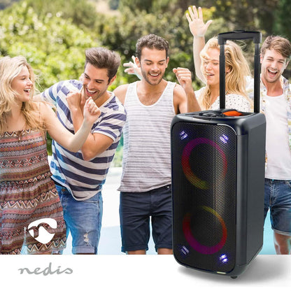 Nedis Bluetooth® Party Speaker | Maximum battery play time: 5 hrs | 240 W | Carrying handle | Party lights | Equalizer | Black / Orange