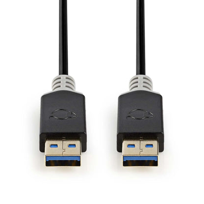 Nedis USB Cable | USB 3.2 Gen 1 | USB-A Male | USB-A Male | 5 Gbps | Gold Plated | 2.00 m | Round | PVC | Anthracite | Box
