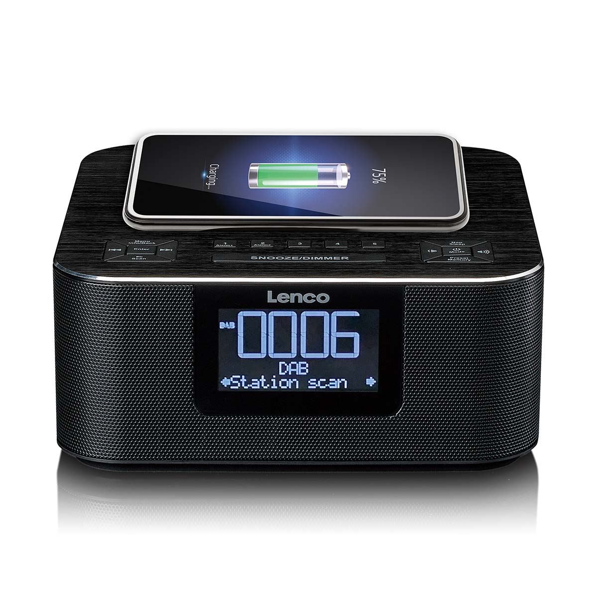 Lenco CR-650BK | DAB+ FM Clock Radio | USB | Qi Wireless Smartphone Charging | Black