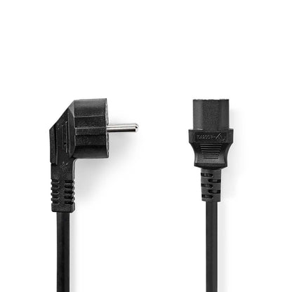 Nedis Power Cable | Plug with earth contact male | IEC-320-C13 | Angled | Straight | Nickel Plated | 2.00 m | Round | PVC | Black | Label