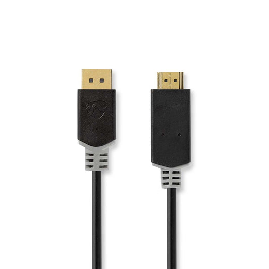 Nedis CCBW37100AT10 | DisplayPort Cable | DisplayPort Male | HDMI™ Connector | 4K@30Hz | Gold Plated | 1.00 m | Round | PVC | Anthracite | Box