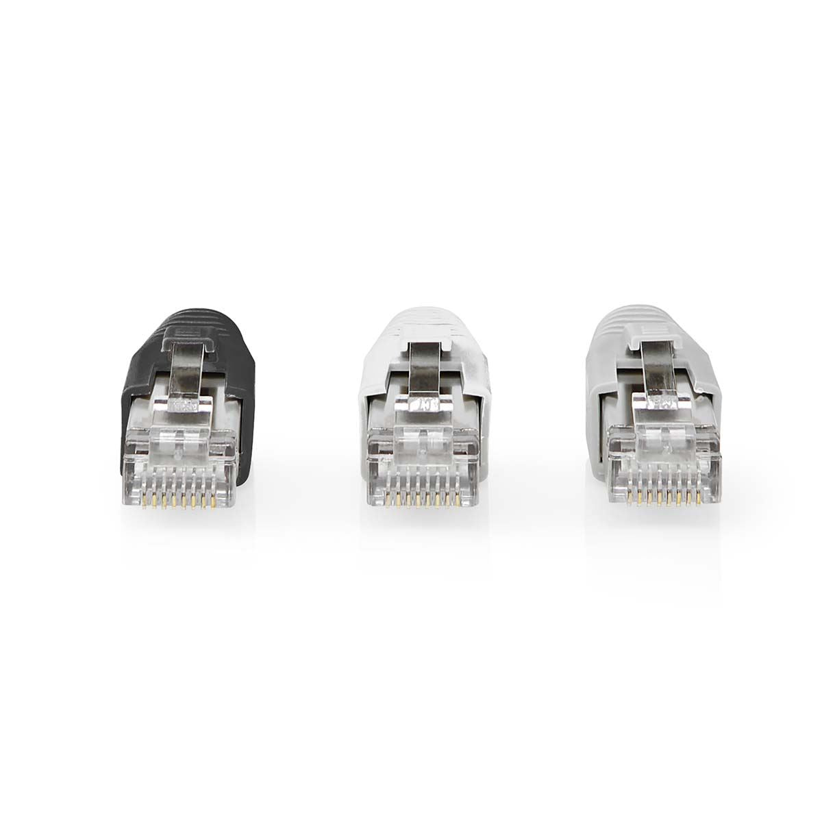 Nedis RJ45 Connector | RJ45 Pass Through | Solid/Stranded FTP CAT6a | Straight | Gold Plated | 10 pcs | PVC | Black / Grey / White | Box