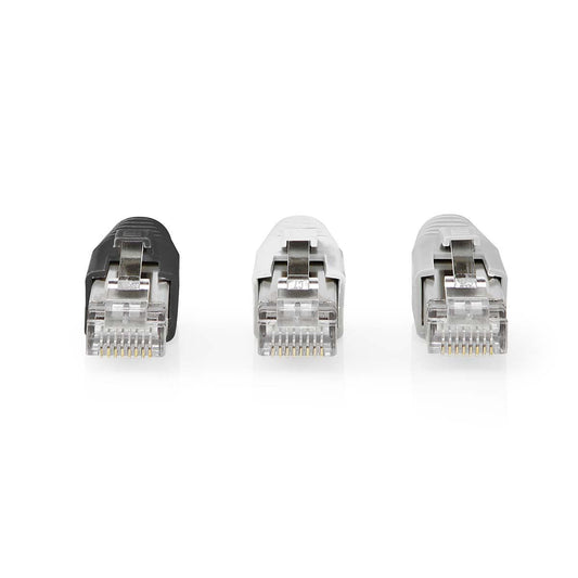 Nedis RJ45 Connector | RJ45 Pass Through | Solid/Stranded FTP CAT6a | Straight | Gold Plated | 10 pcs | PVC | Black / Grey / White | Box
