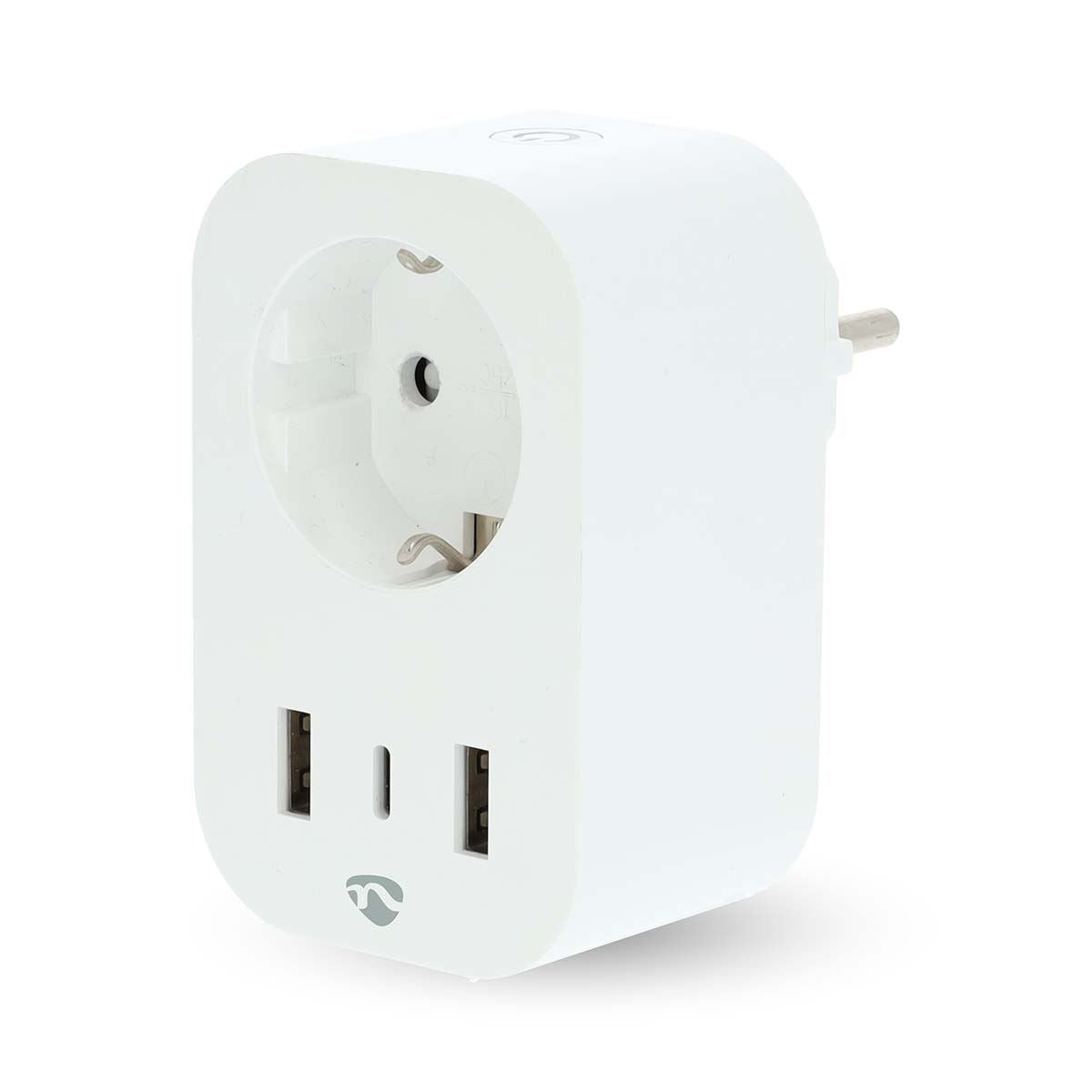 Nedis SmartLife Smart Plug | Wi-Fi | IP21 | Power meter | 3680 W | Type F (CEE 7/7) / 1x USB-C™ / 2x USB | 0 - 55 °C | Android™ / IOS | White | 1 pcs